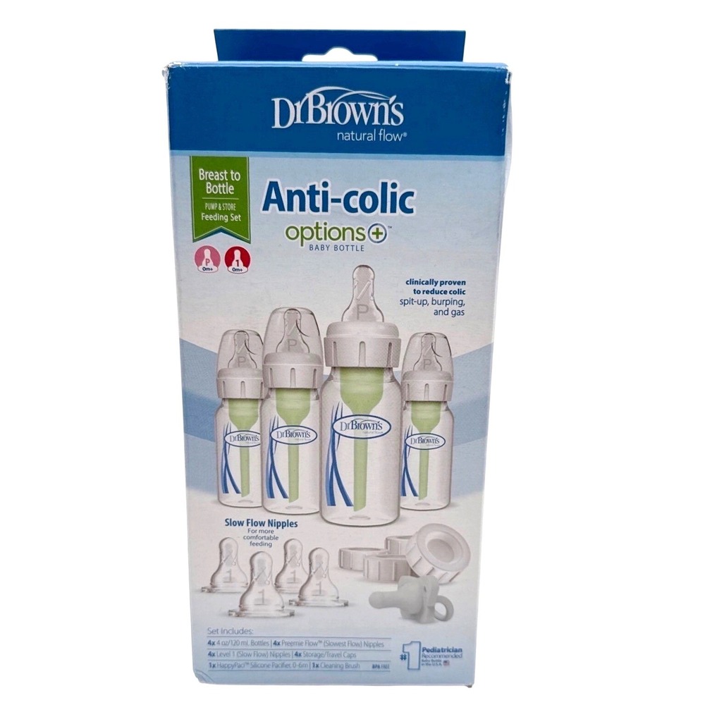 Dr. Browns Anti-Colic Options+ Baby Bottle Breast to Bottle Feeding Set 4oz 4pk
